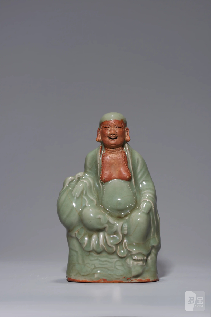 明代 龙泉窑梅子青釉弥勒佛坐像 - 图2